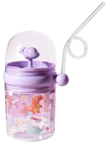 Tazza con beccuccio balena, simpatico bicchiere con fontana a forma di balena da 260 ml, bottiglia d'acqua riutilizzabile a prova di perdite con cannuccia per feste, scuola, tazza da spiaggia, viola