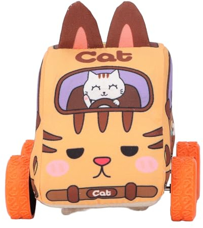 Stoff Zurückziehen Auto Verbessern Kreativität Cartoon Weiche Tragbare Baby Auto Spielzeug süß für Kleinkinder (Katze)