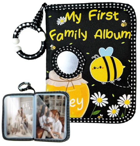 Primer álbum de de bebé – Álbum de tela suave | Adorable diseño de miel de, foto familiar, bandeja de de 10x15cm, para mamás, bordes y seguros para bebés