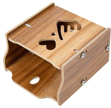 TOKIDNY Soporte de Pared de Madera sin Perforaciones para Teléfono y Mando a Distancia Organizador Compacto Compartimento Color Madera Oscura Adecuado para Dormitorio y Sala