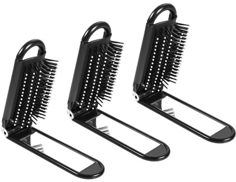 Reisebürste, Reise Haarbürste Mit Massagekissen, Haarbürste Klein Und Klappbürste, Kleine Haarbürstes Für Unterwegs, 3 Stück Schwarze Haarbürsten