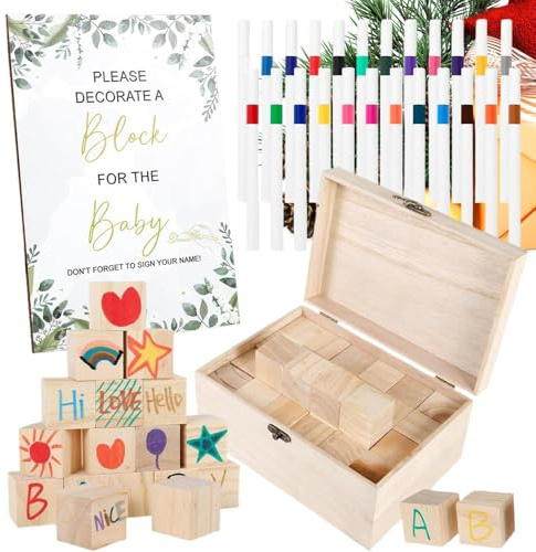 Juego de Bloques de Bloques para Fiestas prenatales - 24 marcadores incluidos, colección de Paneles, de Actividades de decoración de Juegos de Fiesta prenatal, diseño de Juegos de celebración