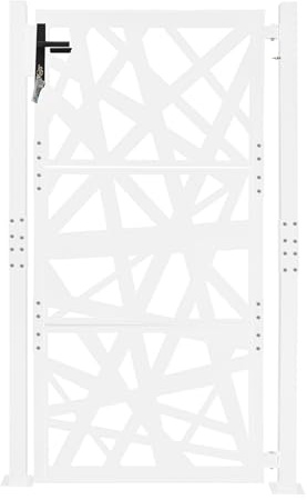 105x175 cm Gartentor Metall Gartentür Abschließbar Zauntor Stahl für Garten Terrasse, Outdoor Tor, Eisentor, Sicherheitstor, Eingangstor, Gartenzaun (Weiß)