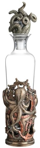Resin And Glass Liquor Decanters High Seas Spirit Nautical Steampunk Octopus Glass Spirit Decanter 3.75 X 16 X 3.75 Inches Bronze