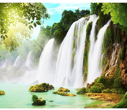 murando - Fototapete selbstklebend Wasserfall Landschaft, Schlafzimmer | Selbstklebend ohne Kleister, Full HD Druck, ideal fürs Wohn- oder Schlafzimmer, schnelle Montage, lichtbeständig, geruchsfrei