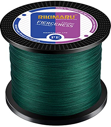 RIKIMARU Fiskelina, flätad, nötningsbeständig superlina utan stretch och med lågt minne, extra tunn diameter, 300–1 000 m lång, 1,8–82 kg styrka