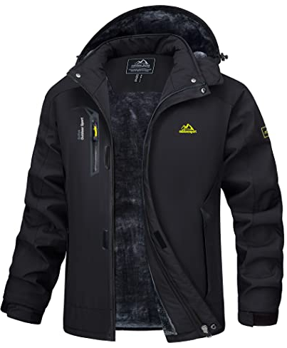 MAGCOMSEN Snowboardjacke Herren Softshell Winterjacke Winddicht Funktionsjacke Winter Wasserdicht Skijacke Atmungsaktiv Winterparka mit Innenfleece Schwarz M