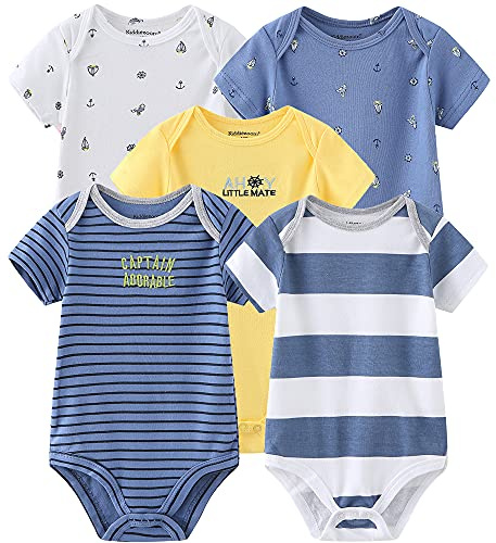 Kiddiezoom Baby-bodys, byxor för spädbarn, sparkdräkt, klädset, kläder för pojke, flicka, bomullsmössa, vantset mot rivmärken, 3-6 Månader