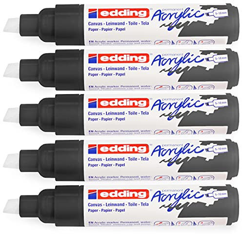 Acrylmarker edding e-5000 breed zwart | 5 stuks