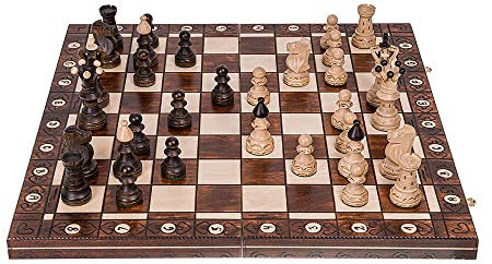 Square - Schach Schachspiel - AMBASADOR AG - Schachbrett aus Holz - 53 x 53 cm & Schachfiguren - Kunsthandwerk