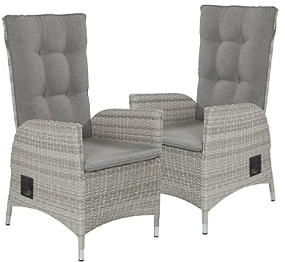 LC Garden Roma 2er Set Positionsstuhl Gartenstuhl Natur Polyrattan inkl. Auflage Oustddor Stuhlset