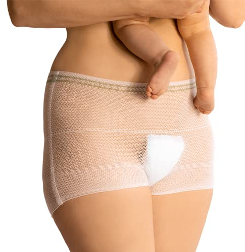 Mrs. Mum Wochenbett Unterwäsche I DERMATEST: SEHR GUT I Made in EU I ÖkoTex I 8er Wöchnerinnen Slips zur Fixierung von Wochenbett Binden nach Geburt I Netzhosen