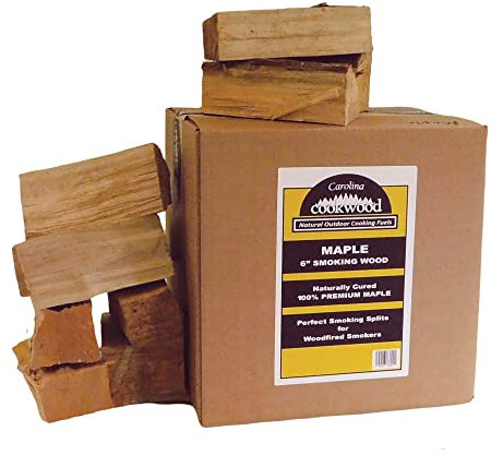 Carolina Cookwood Ahorn Räucherholz Holzscheite für Holzbefeuerte und Holzkohle-Räuchergrills - Groß 15,2 cm Hartholzspalten 5,4-7,7 kg 675 cu. in Natürlich ausgehärteter Smoker