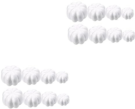 VILLCASE 2 Sätze 8tlg Foam White Kürbis Unfertiger Kürbis Herbstdeko Kürbisse Bemalen Kugeln Kreativer Diy-kürbis Spielzeug Künstlich Kind Requisiten Weiß