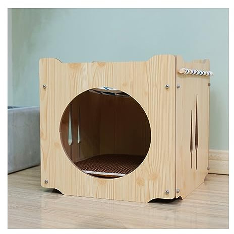 WECLMH Casetta in Legno per Gatti, Impilabile Condominio Gatto, Interno Esterno Cabina Animali con Cuscino, Ventilato Resistente Intemperie Randagio Selvaggio Pet Cane Gatto Riparo (Color : Wood Colo