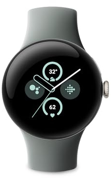 Google Pixel Watch 2 - Cassa in alluminio color champagne dorato - Cinturino sportivo verde salvia - LTE