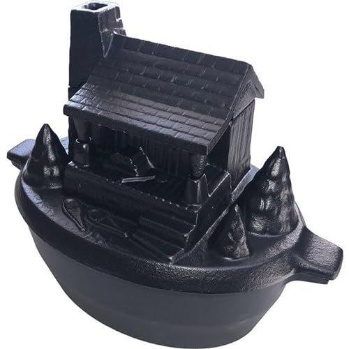 John Wright Log Cabin Steamer - Rustic Cast Iron Log Cabin Steamer with Porcelain Finish - Humidifier and Potpourri Holder for Home Decor