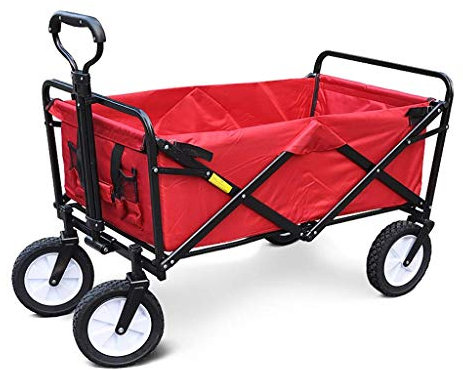 Klappbarer Gartenwagen, robuster Wagen, Multifunktions-Einkaufswagen für Outdoor-Camping, Angeln, Zugwagen mit 4 Rädern, statische Belastung: 150 kg Vision