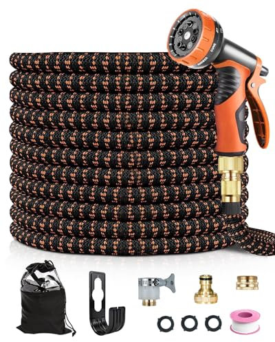 Evolpor 150FT Expandable Garden Hose, Upgraded 10 Functions Spray Nozzle, Leakproof Expanding Hose with 4-Layer Latex Core, Flexible Hose Pipe with 3/4&1/2 Metal Connectors, Easy Storage