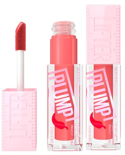 Maybelline New York Lifter Plump Lucidalabbra con Peperoncino Effetto Filler Rimpolpante Immediato con Applicatore XXL Colore 005 Peach Fever - Set da 2
