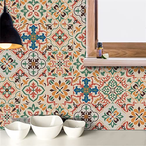 Tiles Wall Stickers Tile Stickers Beige Orange Blush Pink Stick on Tiles Bathroom PVC Self Adhesive Wall Tiles Kitchen Stick on Wall Tiles Waterproof Peel and Stick Floor Tiles Self Adhesive