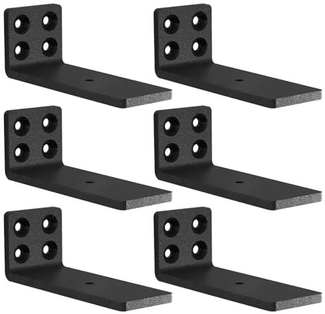 MLOQI 6 stück Regalhalterung Schwarz Regalwinkel Schwerlast, Regalwinkel Schwarz Metall, Wandhalterung Winkel regal 0,5 cm Dick 12,7 cm