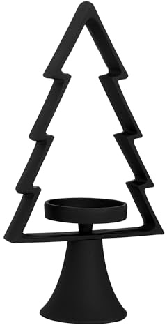EGLO LIVING Deko Baum Mukayle, Tannenbaum mit Kerzenhalter | Weihnachtsdeko Fensterbank, Wohnzimmerdeko Weihnachten für Stumpenkerzen, Metall in Schwarz, H 34 cm