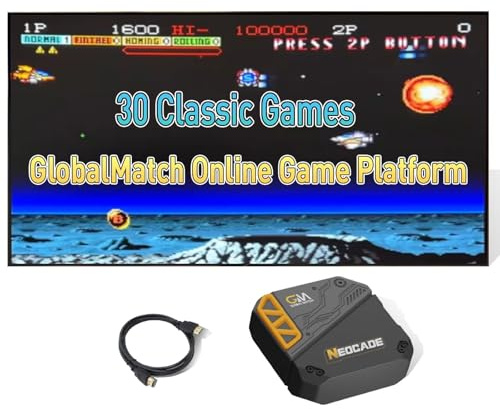 Neocade GO15 Retro-Videospielkonsole, Integrierte 12 VISCO- und 18 PIKO-Retro-Spiele mit echter Lizenz, Unterstützt Online-Kämpfe in Echtzeit über die GlobalMatch-Spieleplattform