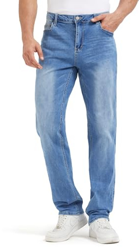 Zylioo Långa jeans för män 34/36 lång innersöm, extra hög smal passform stretchjeans, hög denim med 5 fickor, BLÅ, 30W x 36L Extra Tall
