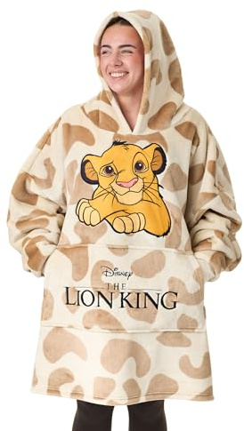 Disney tragbarer Decken-Hoodie | Kapuzenpullover für Erwachsene mit thematischem Aufdruck, Einheitsgröße, Sherpa-gefütterte Loungewear mit Taschen