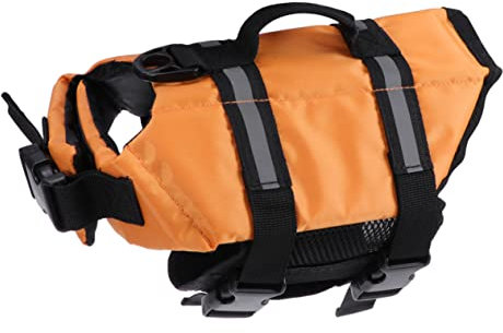 BESPORTBLE Chaleco Salvavidas para Mascotas Antidesgarro, Chaleco Conservador Naranja, Talla XL, Transpirable y Reflectante para Natación y Paseo de Perros