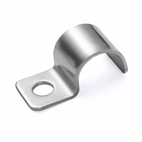 FamlTol Conduit Pipe Clamps, 304 Ss Pipe Mounting Brackets, Metal One-Hole P-type Clips for Tube or Wire Cord Installation Fixed Clip | OD 9/16 | 25 Pcs