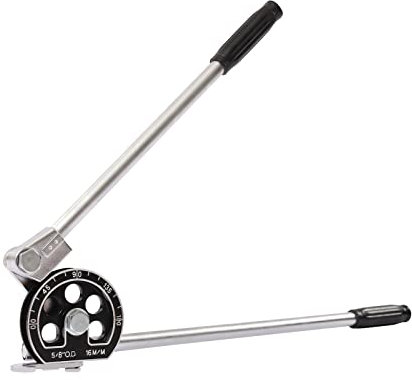 5/8 Curvatrice manuale per tubi 0~180° per tubo diametro 5/8 in acciaio inox, ferro e alluminio e rame, pinza piegatubi con capannone e manico lungo