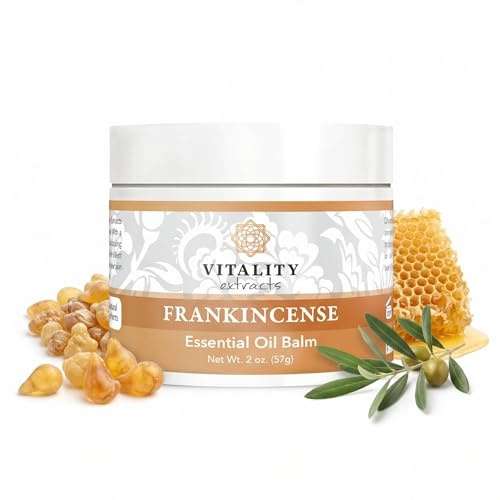Vitality Extracts Frankincense Essential Oil Balm (2oz) – Boswellia Serrata, Beeswax & Vitamin E, Deep Moisturizing Skin Balm for Dry, Cracked Skin, Soothing & Nourishing for All Skin Types