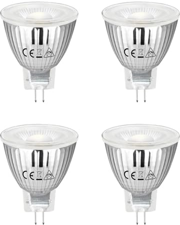 SANSUN MR11 Gu4.0 Bi-pin LED Light Bulb 3W 12VAC/DC Low Voltage LED Spotlights for Outdoor Landscape Lighting and Indoor Recessed/Track Lights (3000K (Soft White Glow), 4 Count (Pack of 1))