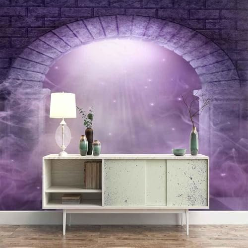 XLMING Esthétique Rêveuse Arche Violette Architecture 3D Papier Peint Intissé Salle à Manger Bureau D'étude Canapé Chambre Salon TV Mur-430cm×300cm