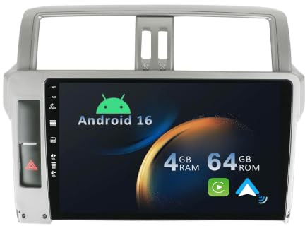 YUNTX [4+64G] Android 16 2 Din Radio con navigazione per Toyota Land Cruiser Prado 150 (2013-2017)- [Integrato CarPlay/Android Auto/DSP/GPS/Bluetooth 5.0/Controllo del volante]-IPS 10.1 Touch screen