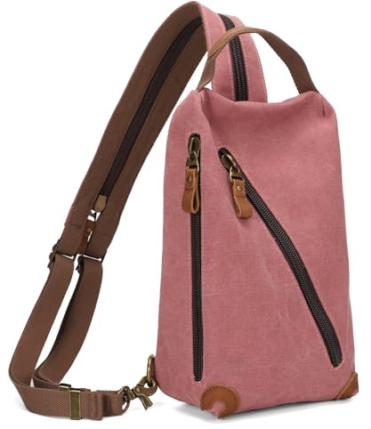 KL928 Canvas Sling Bag Herren und Damen, Schultertasche Crossbody Schulterrucksack Rucksack Shoulder Slingbag Rucksäcke für Men Women, Rostrot