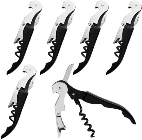 Waiter's Friend Corkscrew Set of 6,Multi-Functional Stainless Steel Wine Bottle Openers with Beer Bottle Key,Professional Waiters Friend Corkscrew for Home Parties Events & Bartenders