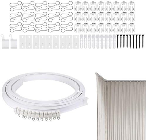 Cortina de pista, carril de techo para cortinas, sin margaritas, barra de cortina de techo, rieles de montaje flexibles, accesorios para divisores de sala de estar, para autocaravana, casa, baño