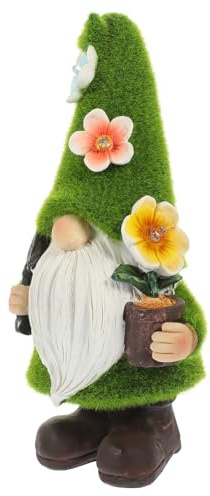 VICASKY Lampe Solaire Nain de Jardin Résine Décoration Extérieure Résistante Aux Intempéries Figurine de GNOME Main pour Pelouse et Jardin