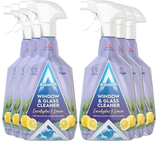 Astonish Window & Glass Cleaner 750ml Pack of 6 Streak-Free Shine, Sparkling Finish – Powerful Spray for Windows, Mirrors, Glass Tables, Shower Screens, Home & Office Cleaning