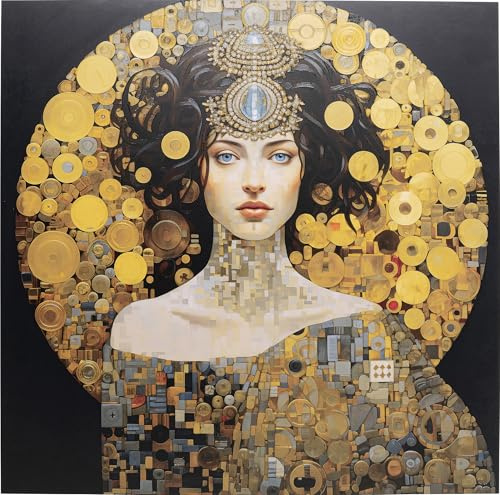 Kare Design Glasbild Art Nouveau Lady 3D, Mehrfarbig, Wandbild, Glas, 3D Effekt, Wohnzimmer, Esszimmer, Schlafzimmer, Flur, 80x80 cm