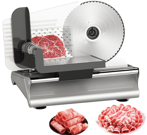 Cortadora De Carne Eléctrica Comercial, Cortadora De Pan De Acero Inoxidable De 200 W Con Espesor Ajustable De 1 A 15 Mm, Hoja De 19 Cm, Fácil De Limpiar, Para El Hogar, Queso, Verduras