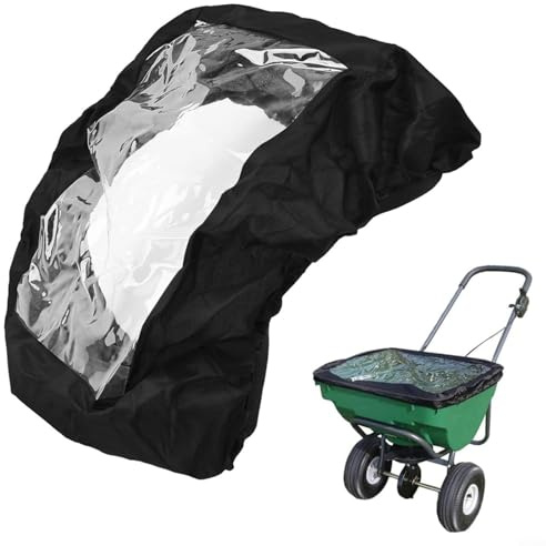 Alanmoship Spandiconcime elastico 420D impermeabile per copertura tramoggia con finestra in PVC trasparente e cintura richiudibile, compatibile con spargitori SaltDogg