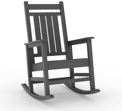 Garvee Ergonomischer Outdoor Barhocker – Wetterfester HDPE Schaukelstuhl mit hoher Rückenlehne, UV-beständig, langlebig & leicht zu reinigen – für Garten, Terrasse & Veranda – Farbe: Grau, Einzelgriff