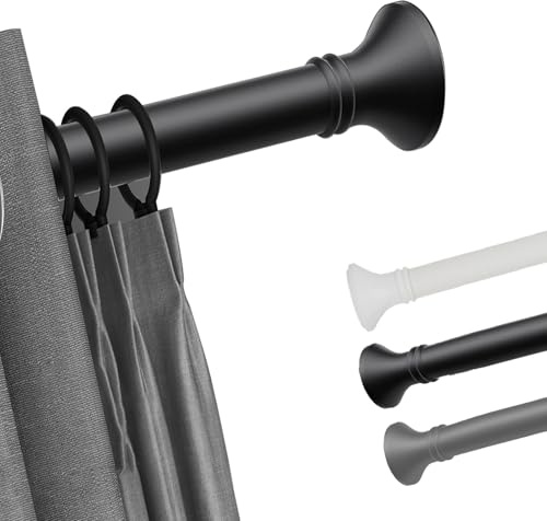 Teleskopstange Zum Klemmen 200-300 360-450 410-500cm Gardinenstange Ohne Bohren Lang Gardinenstange Vorhangstange, Teleskopstange Zum Klemmen Für Fenster, Dusche, Terrasse(Schwarz,410-500cm)