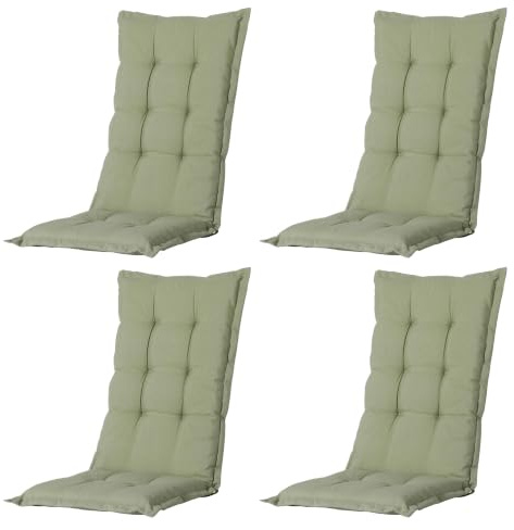 Madison 4er Set Hochlehner Auflagen, Bequeme und Stilvolle Gartenstuhlauflage für Holz-, Stahl-, Oder Kunststoffstühle, Sitzauflage - Indoor/Outdoor Stuhlpolster - Panama Salbei
