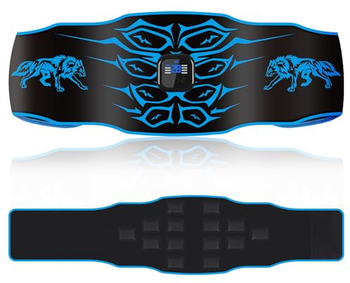 EMS Muscle Stimulator, Washable & USB Rechargeable Abs Trainer, 8 Modes 30 Levels, Soft & Skin-Friendly Toning Belt with 14 Pads, Portable Fitness Abs Muscle Stimulator for Men & Women, Home Office