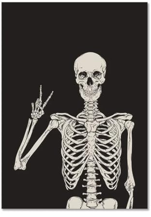 Halloween-dekor Affischer Och Tryck Skelettgalleri Väggkonst Mänskliga Organ Dukmålning Svartvitt Rum Dekoration Bild